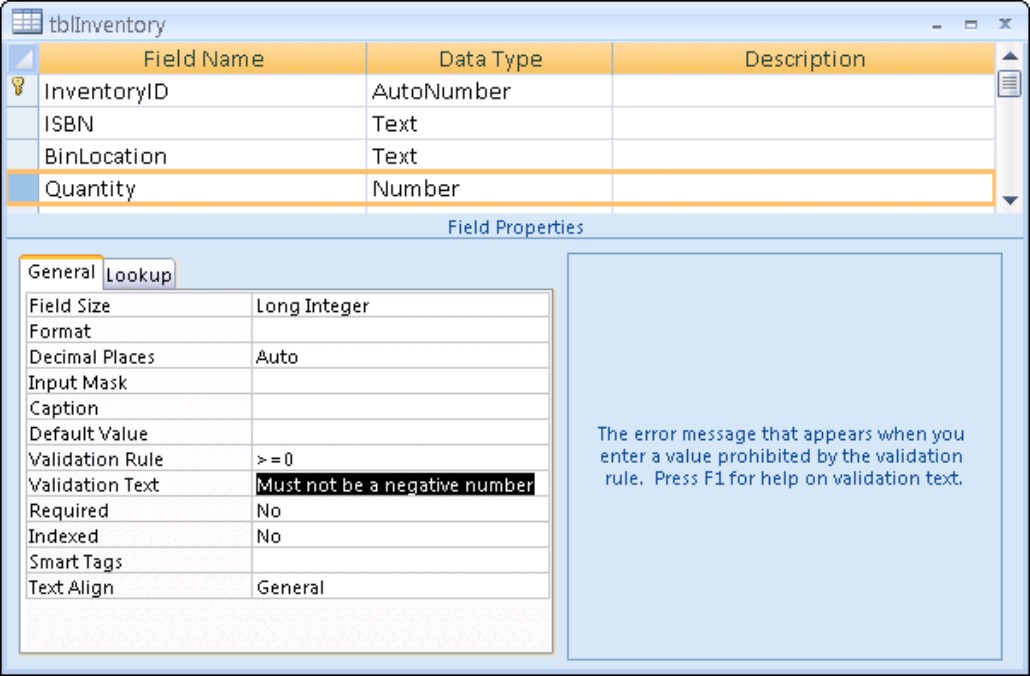 A simple validation rule goes a long way toward preserving the database’s integrity.